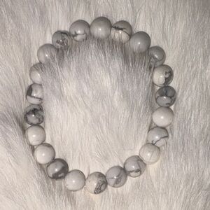 White & Gray Marble Beaded Bracelet